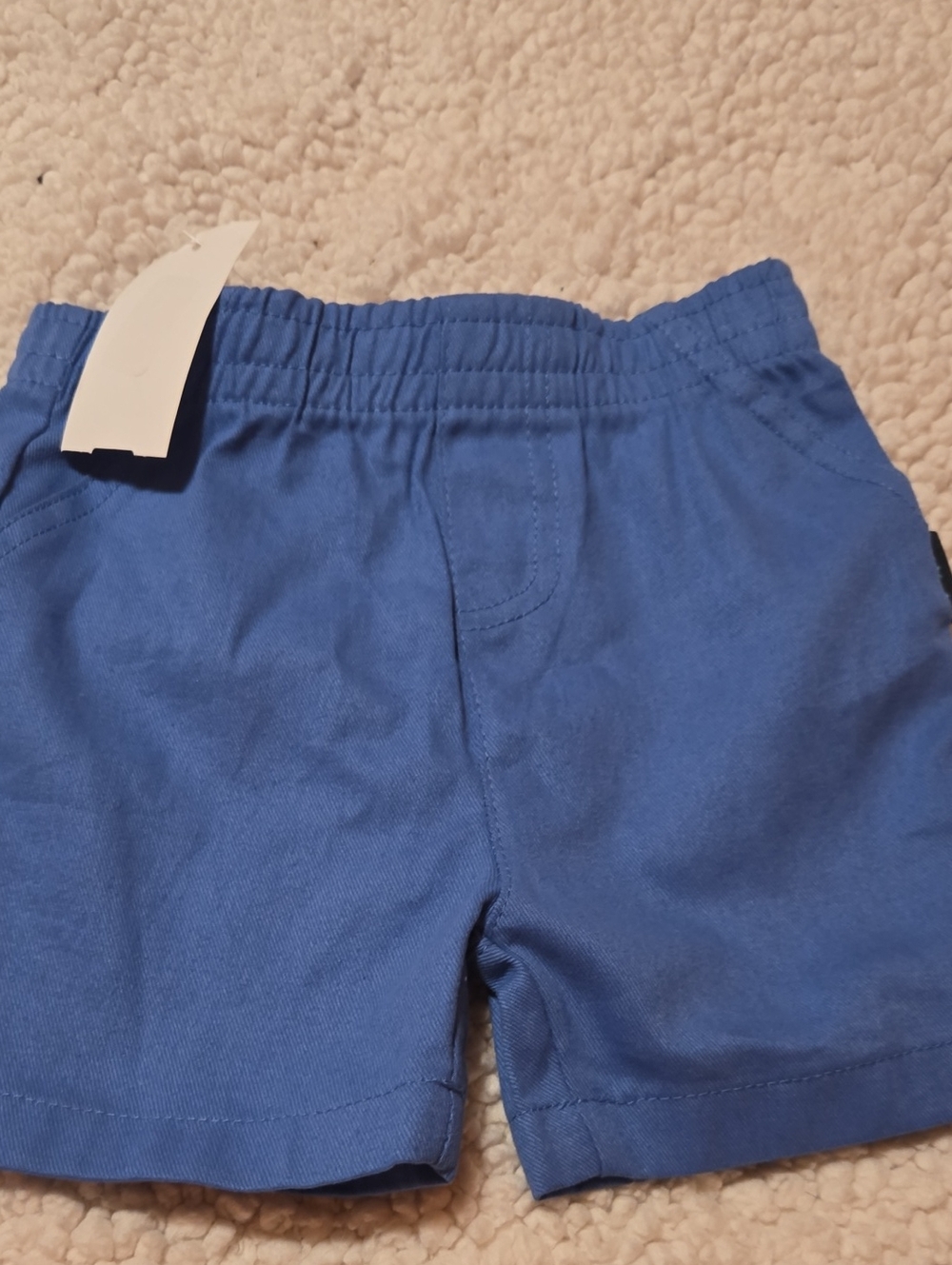 Button Amd Thread Elastic Waist Blue Shorts Nwt 0-3 Mos